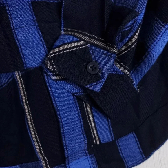 Cloth & Stone Plaid Rayon Lace Back Blouse - Picture 3 of 9